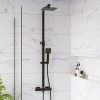 Black Thermostatic Mixer Shower with Square Overhead &amp; Hand Shower - Zana