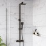 Black Thermostatic Bar Mixer Shower Set with Slide Rail Kit &  Hand Shower - Zana