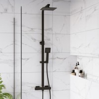 Black Thermostatic Bar Mixer Shower Set with Slide Rail Kit &  Hand Shower - Zana