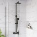 Black Thermostatic Mixer Shower with Square Overhead & Hand Shower - Zana