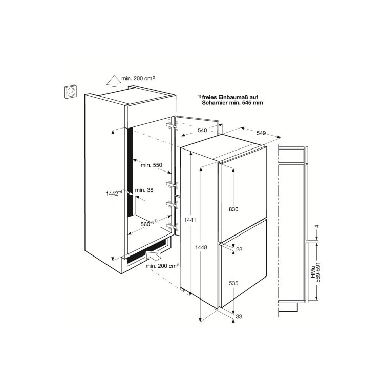 Zanussi ZBB24430SA 70-30 Integrated Fridge Freezer