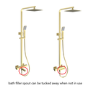 Brushed Brass Square Thermostatic Bar Bath Mixer Shower Set with Bath Filler Spout  Slide Rail Kit & Hand Shower - Zana