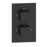 Black 1 Outlet Concealed Thermostatic Shower Valve with Dual Control - Zana Black 1 Outlet Concealed Thermostatic Shower Valve with Dual Control - Zana