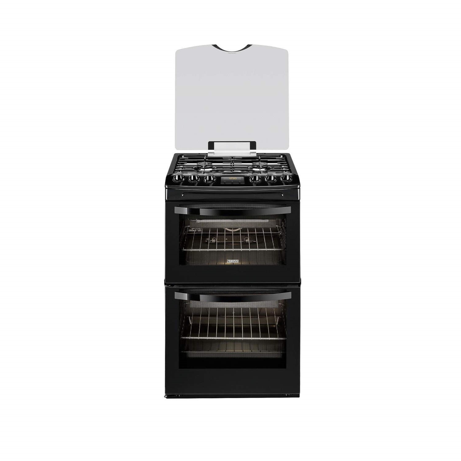 Zanussi ZCG43200BA 55cm Double Oven Gas Cooker Black Appliances Direct