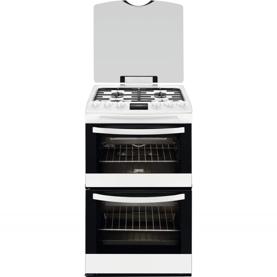Zanussi ZCG43210WA 55cm Double Cavity LPG Gas Cooker White Appliances