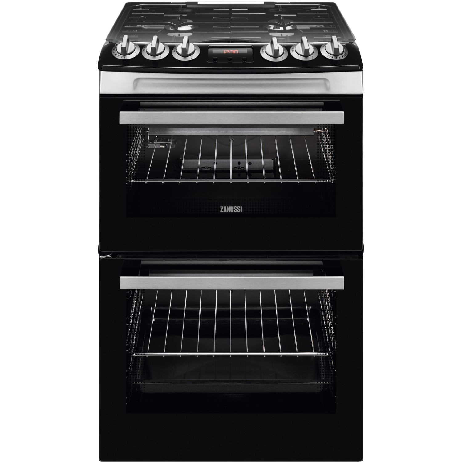 Zanussi 55cm Double Oven Gas Cooker with Catalytic Liners - Stainless Steel