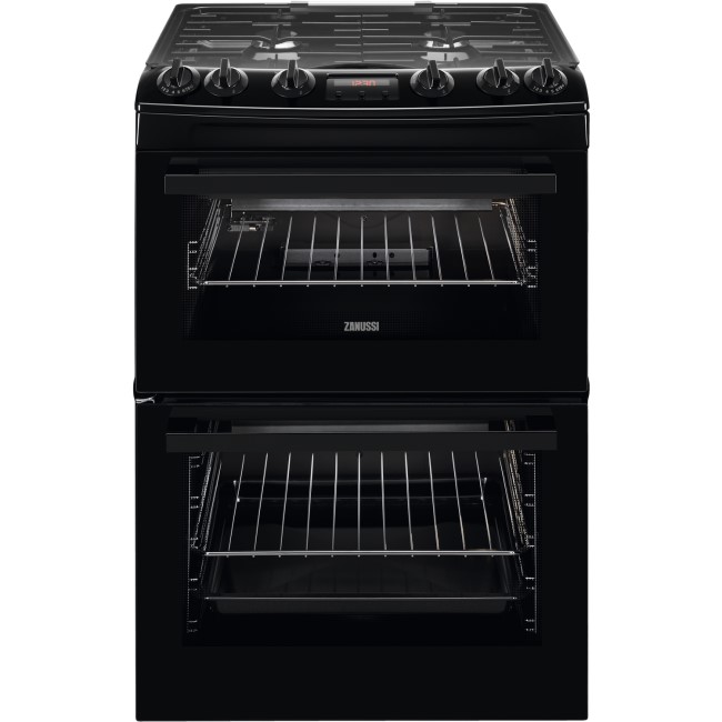 Zanussi 60cm Double Oven Gas Cooker with Catalytic Liners - Black