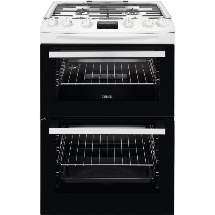 GRADE A1 - Zanussi ZCG63250WA 60cm Double Oven Gas Cooker With Minute Minder - White