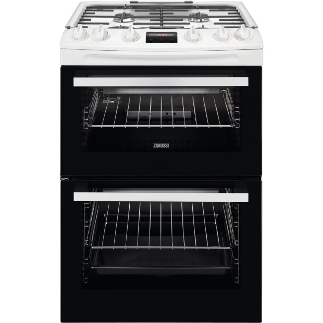 GRADE A1 - Zanussi ZCG63250WA 60cm Double Oven Gas Cooker With Minute Minder - White