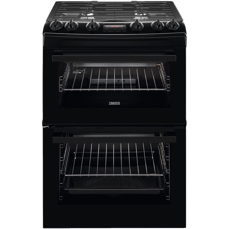Refurbished Zanussi ZCG63260BE 60cm Double Oven Gas Cooker Black