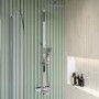 GRADE A1 - Chrome Square Thermostatic Bar Bath Mixer Shower Set with Slide Rail Kit & Hand Shower - Zana