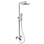GRADE A1 - Chrome Square Thermostatic Bar Bath Mixer Shower Set with Slide Rail Kit & Hand Shower - Zana