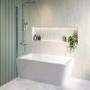 GRADE A1 - Chrome Square Thermostatic Bar Bath Mixer Shower Set with Slide Rail Kit & Hand Shower - Zana