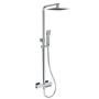GRADE A1 - Chrome Square Thermostatic Bar Bath Mixer Shower Set with Slide Rail Kit & Hand Shower - Zana