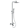 GRADE A1 - Chrome Square Thermostatic Bar Bath Mixer Shower Set with Slide Rail Kit & Hand Shower - Zana