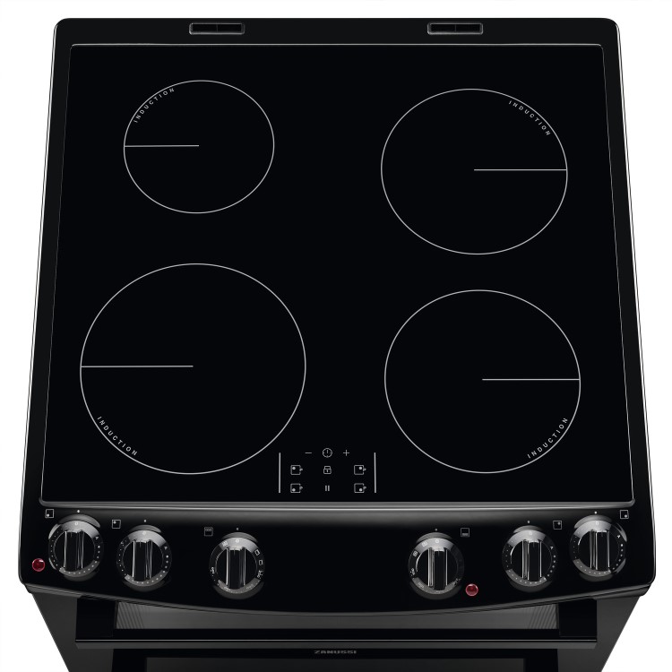 Zanussi 60cm Double Oven Electric Cooker with Induction Hob - Black