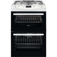 Zanussi 60cm Double Oven Dual Fuel Cooker with Lid - White