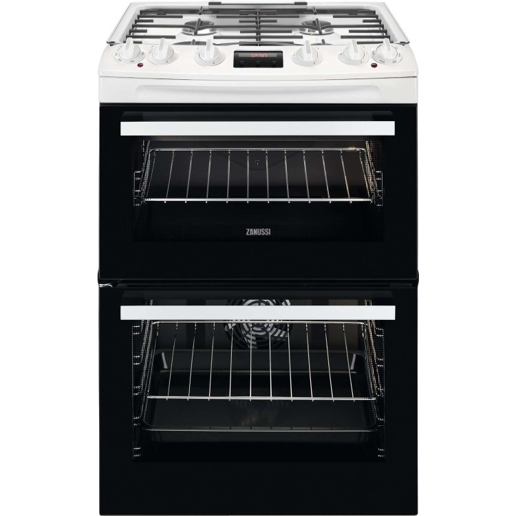 Zanussi 60cm Double Oven Dual Fuel Cooker with Lid - White