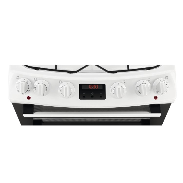 Zanussi 60cm Double Oven Dual Fuel Cooker with Lid - White