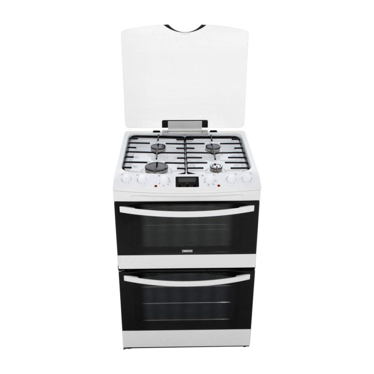 GRADE A2 - Zanussi ZCK68300W 60cm Double Oven Dual Fuel Cooker White
