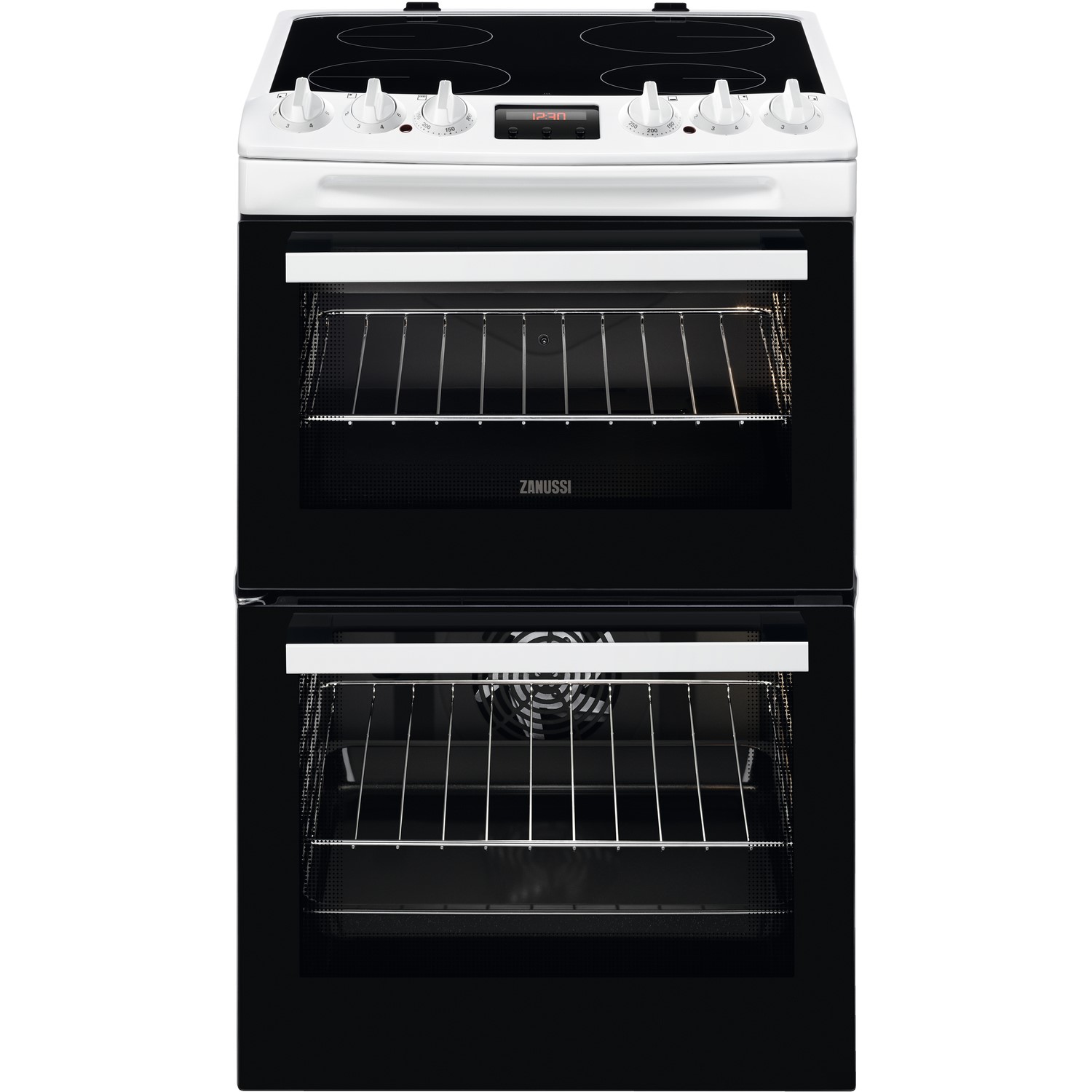 Zanussi 55cm Double Oven Electric Cooker with Catalytic Liners - White