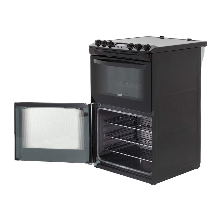 Zanussi ZCV48300BA 55cm Double Oven Electric Cooker With Ceramic Hob - Black