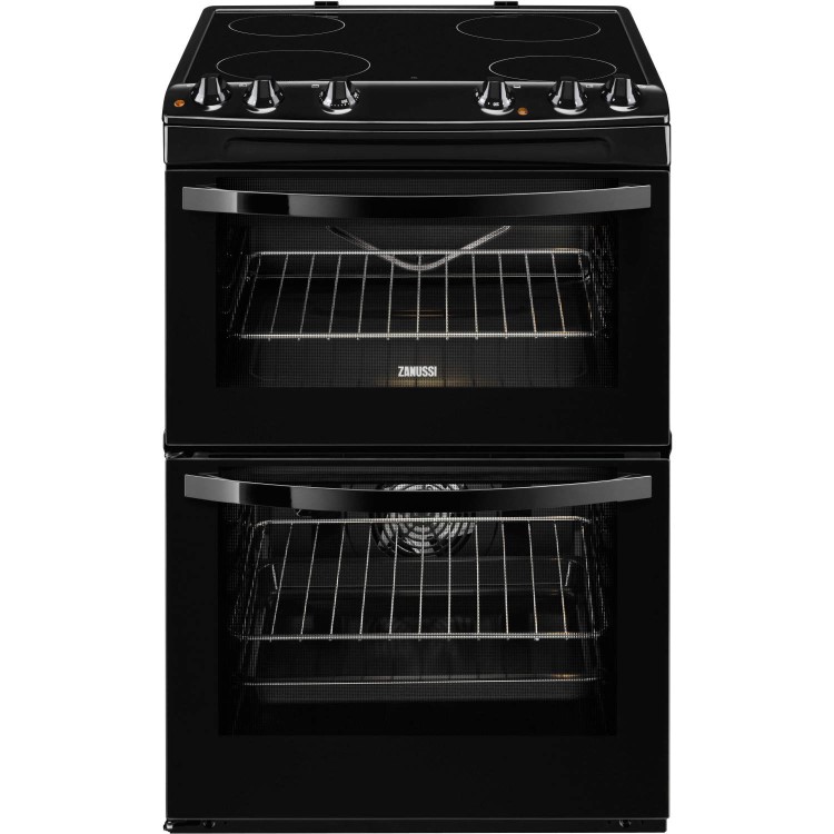 Zanussi ZCV68010BA Avanti 60cm Double Oven Electric Cooker With Ceramic Hob - Black