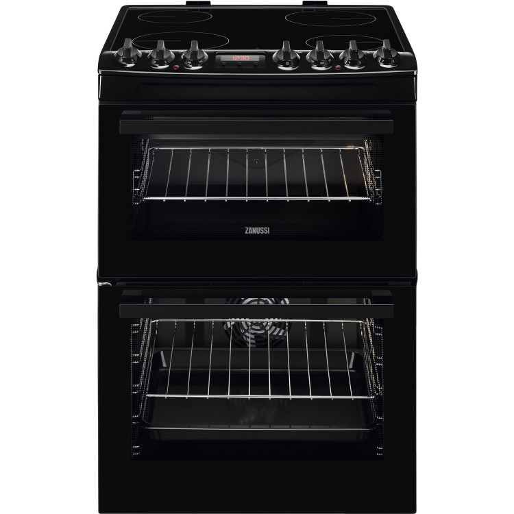 Zanussi ZCV69350BA 60cm Double Oven Electric Cooker with Ceramic Hob - Black