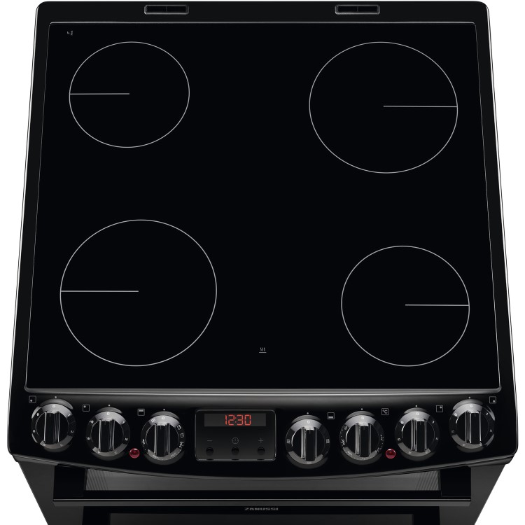 Zanussi ZCV69350BA 60cm Double Oven Electric Cooker with Ceramic Hob - Black