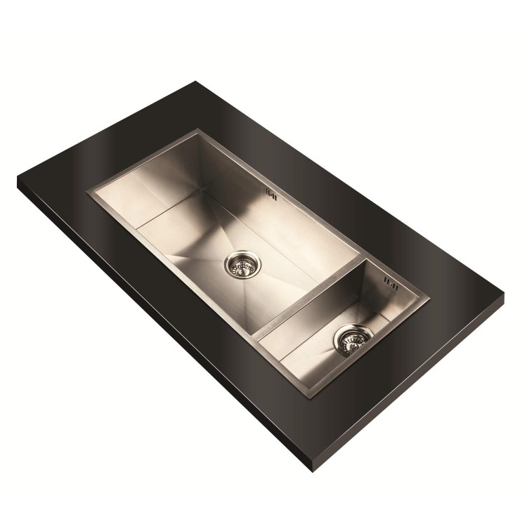 1810 Sink Company ZD/7018/U/D/S/072 ZENDUO 700/180U Grande Deep 1.5 Bowl Inset Stainless Steel Sink Right Hand Small B