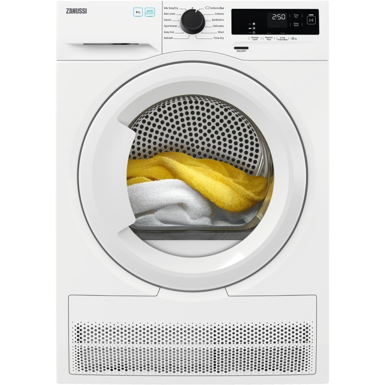 Refurbished Zanussi AutoAdjust ZDH87A2PW Freestanding Heat Pump 8KG Tumble Dryer White