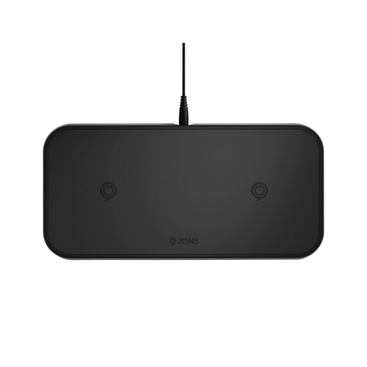 Zens Aluminium Dual 10W Wireless Charger - Black
