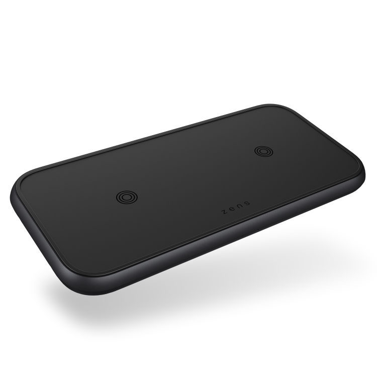 Zens Aluminium Dual 10W Wireless Charger - Black