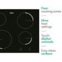 Zanussi ZEV6240FBA 59cm Touch Control Four Zone Ceramic Hob - Black