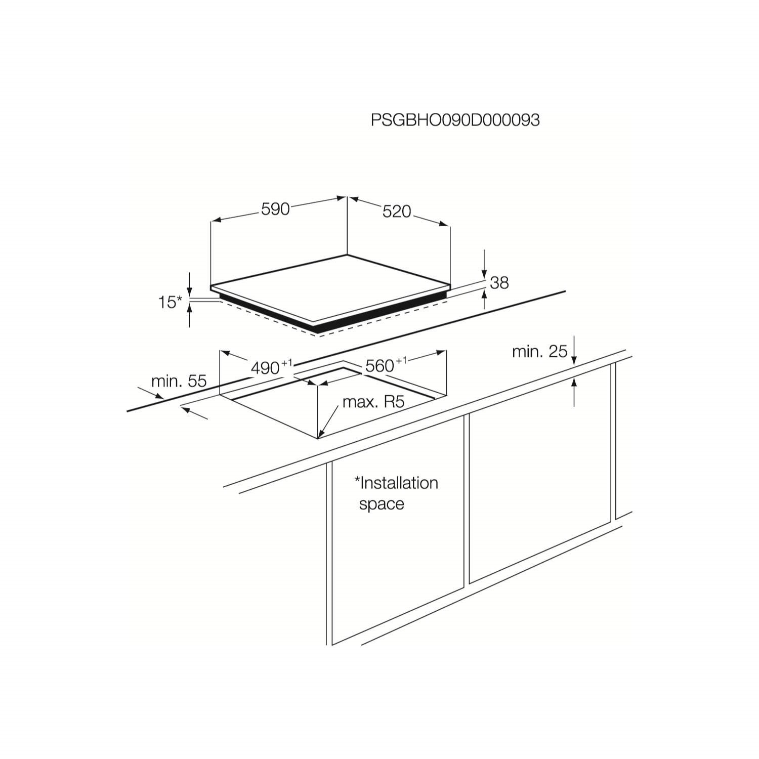 Zanussi Zev6940fba 59cm Four Zone Ceramic Hob Black