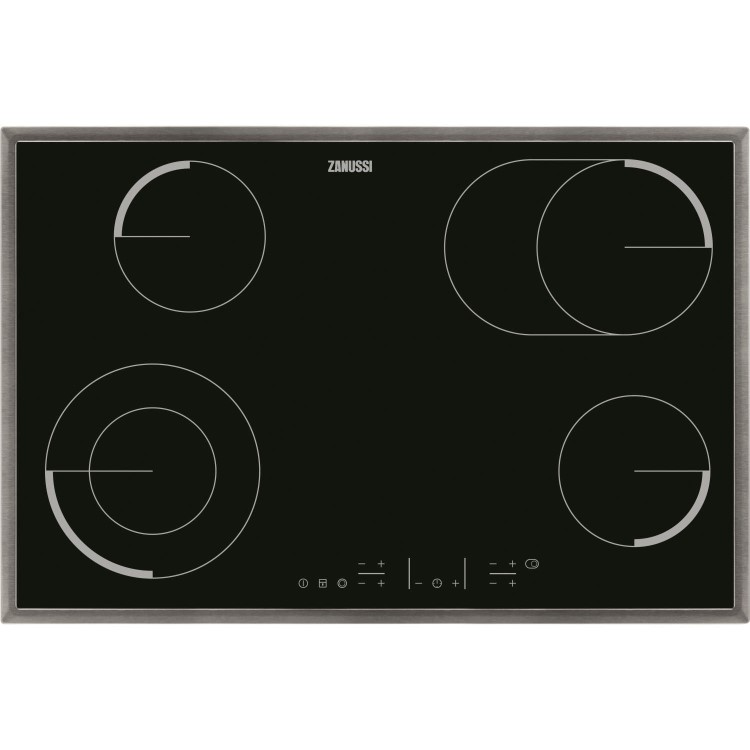 Zanussi ZEV8646XBA 77cm Wide Touch Control Hilight Ceramic Hob - Stainless Steel Frame