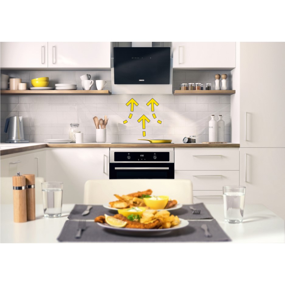 Zanussi ZFV916Y 60cm Touch Control Angled Cooker Hood Black