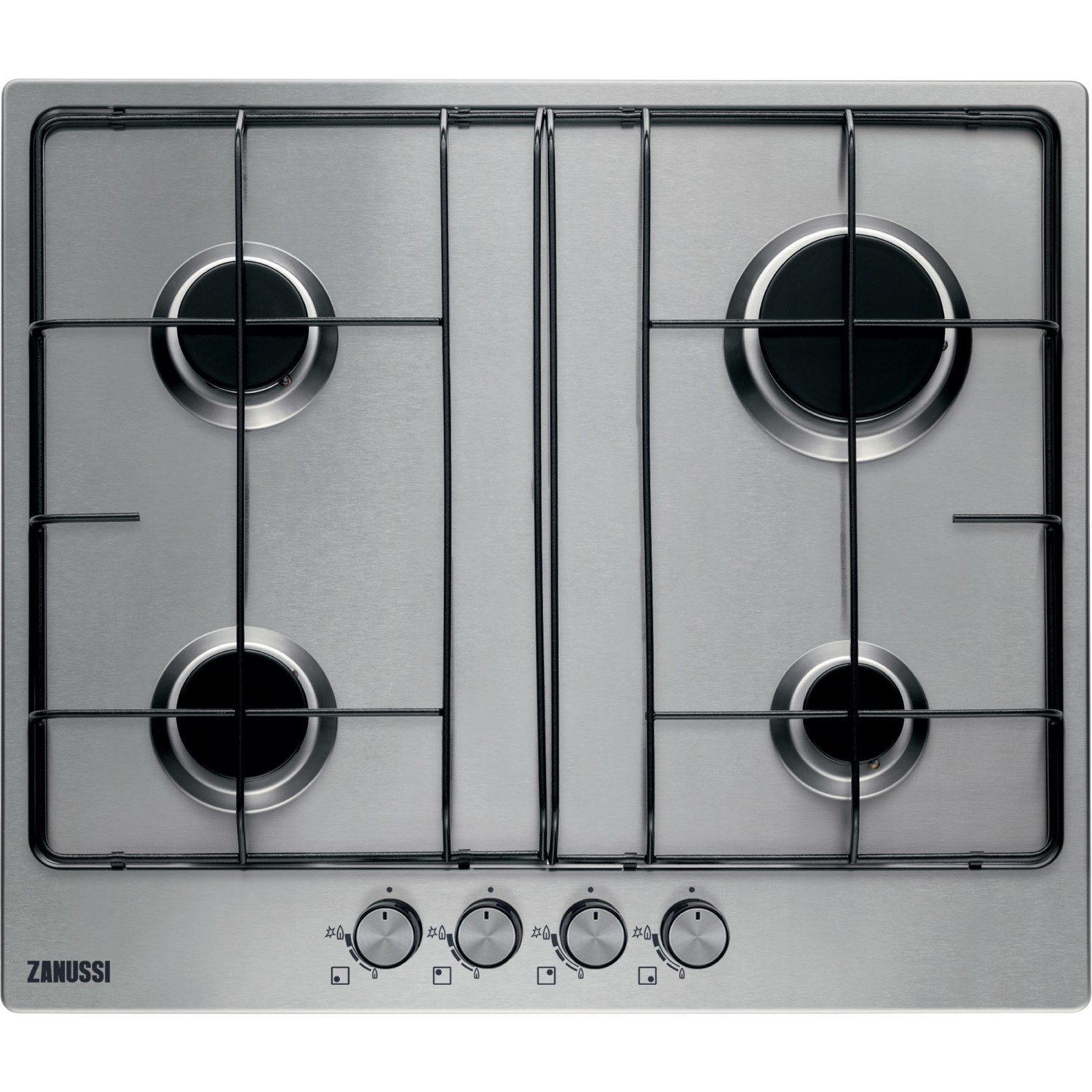 Zanussi ZGG65411XB 60cm Wide 4 Burner Gas Hob Stainless Steel zanussi-zgg65411xb-60cm-wide-4-burner-gas-hob-stainless-steel