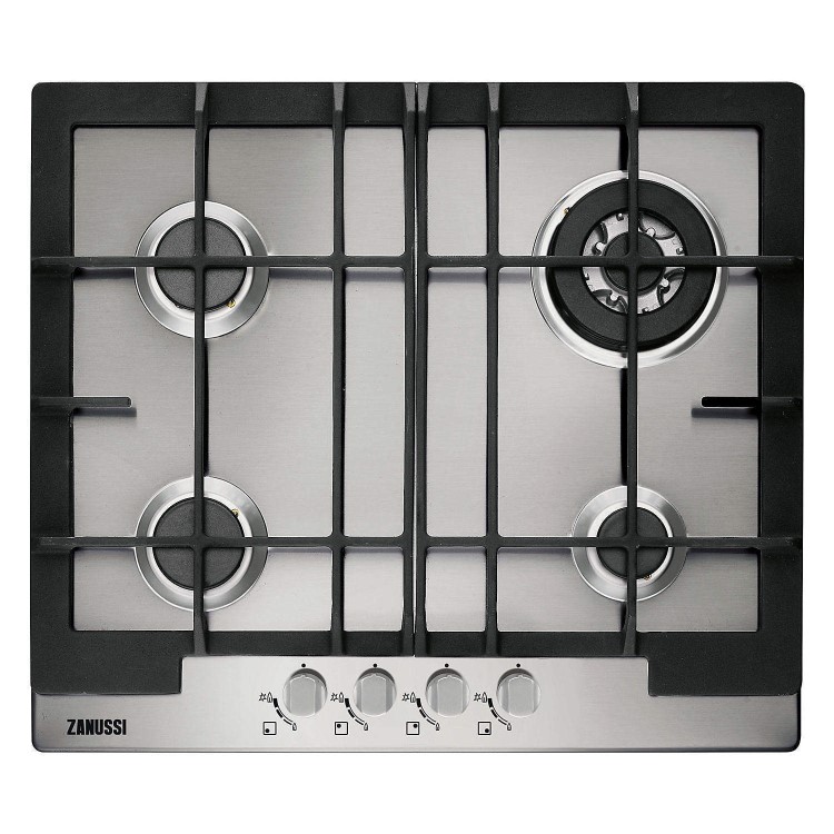 GRADE A1 - Zanussi ZGG66424XA 60cm Wide Four Burner Gas Hob in Stainless Steel