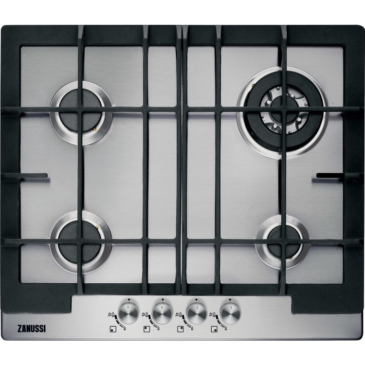 Zanussi ZGG66424XS 60cm Wide 4 Burner Gas Hob - Stainless Steel