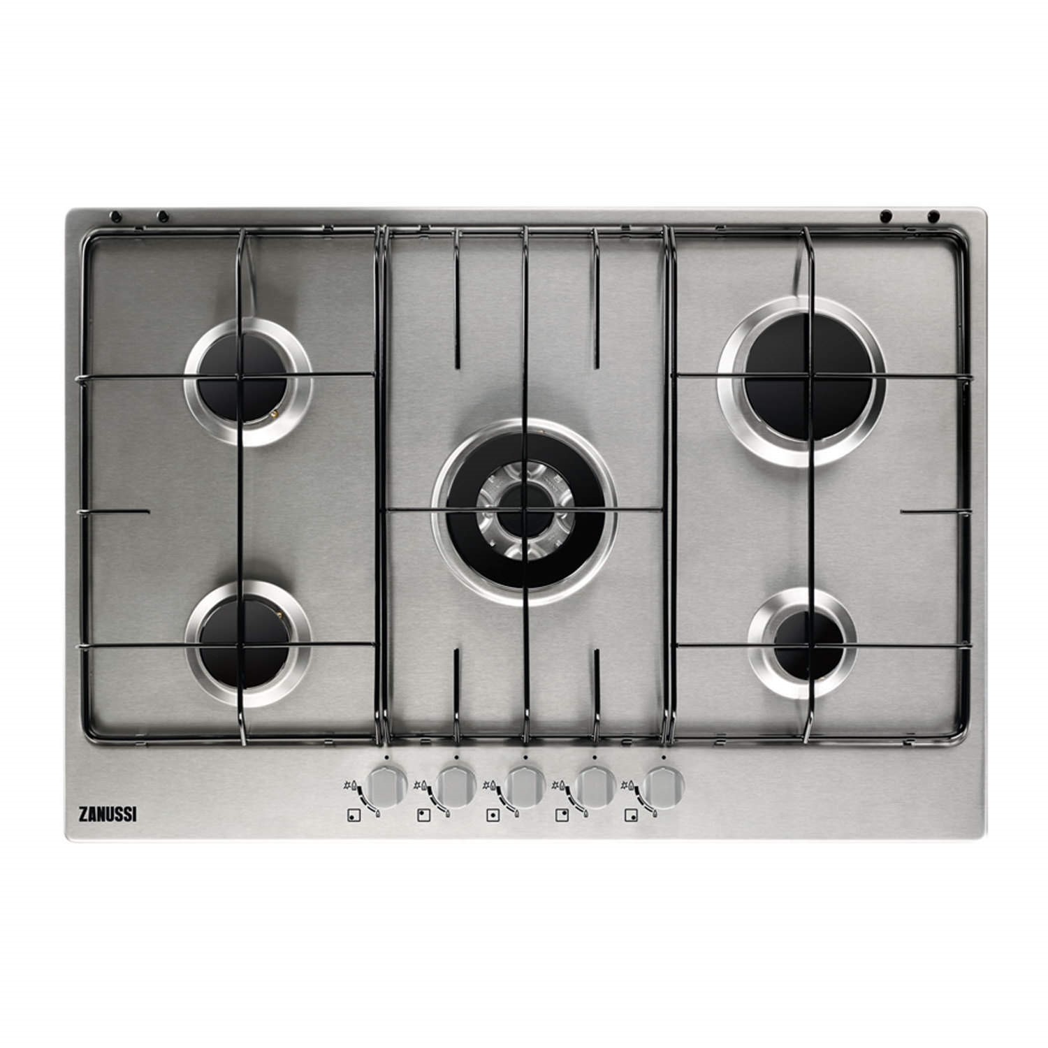 Zanussi ZGG75524SA 74cm Five Burner Gas Hob Stainless Steel