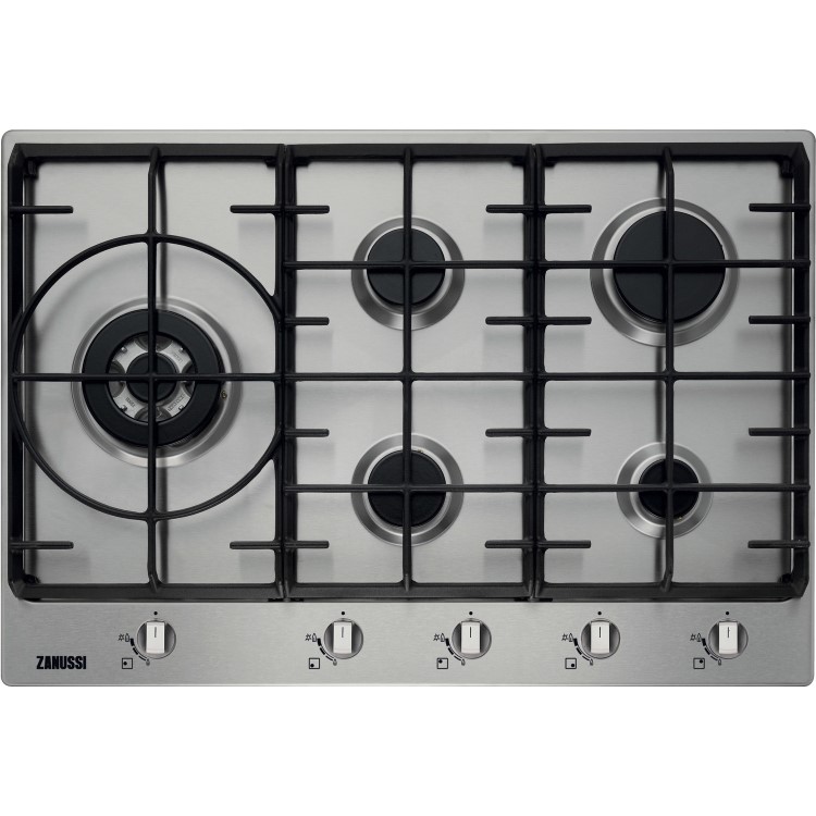 Zanussi ZGG76534XA 74cm Five Burner Gas Hob Stainless Steel