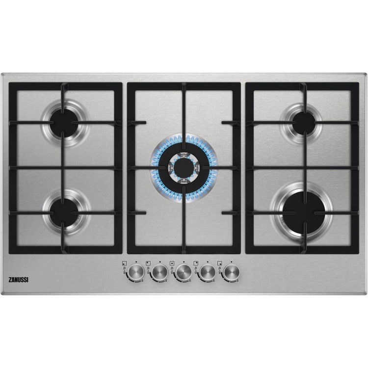 Zanussi ZGG96524XX 90cm Five Burner Gas Hob - Stainless Steel