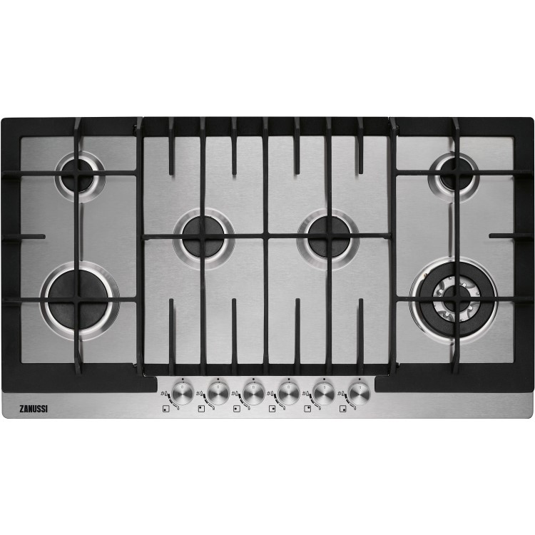 Zanussi ZGG96624XS 90cm Wide 6 Burner Gas Hob Stainless Steel