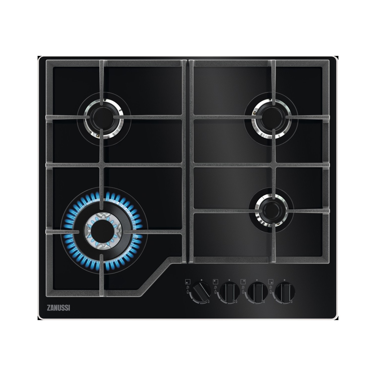 Zanussi Series 60 60cm Gas on Glass 4 Burner Gas Hob - Black