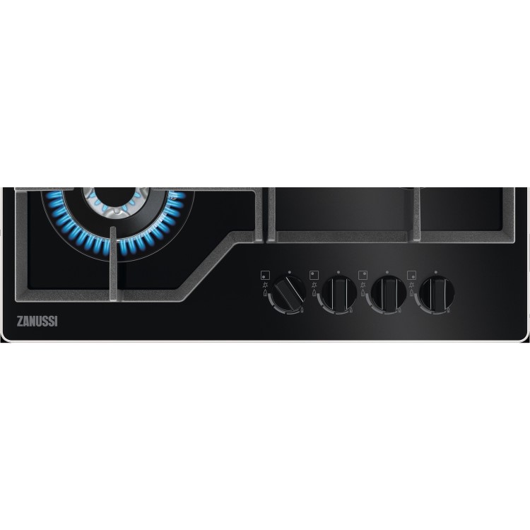 Zanussi Series 60 60cm Gas on Glass 4 Burner Gas Hob - Black