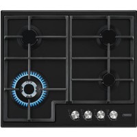Zanussi ZGH66424BB 60cm Four Burner Gas Hob With Cast Iron Pan Stands - Black