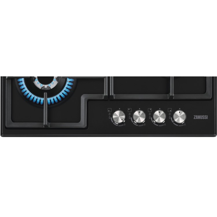 Zanussi ZGH66424BB 60cm Four Burner Gas Hob With Cast Iron Pan Stands - Black