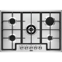Zanussi ZGH76524XX 75cm Five Burner Gas Hob With Cast Iron Pan Stands - Stainless Steel