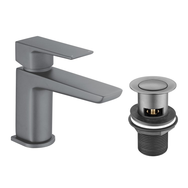 Gunmetal Cloakroom Mono Basin Mixer Tap With Waste - Zana